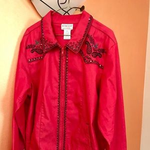 Red Jacket with Black Bling, XL, EUC